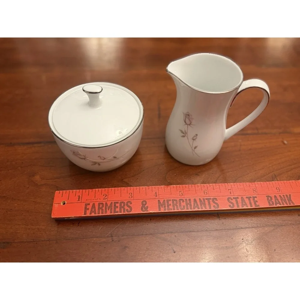 Noritake‎ Pasadena 6311 Creamer and Lidded Sugar Bowl Set Vintage Fine China